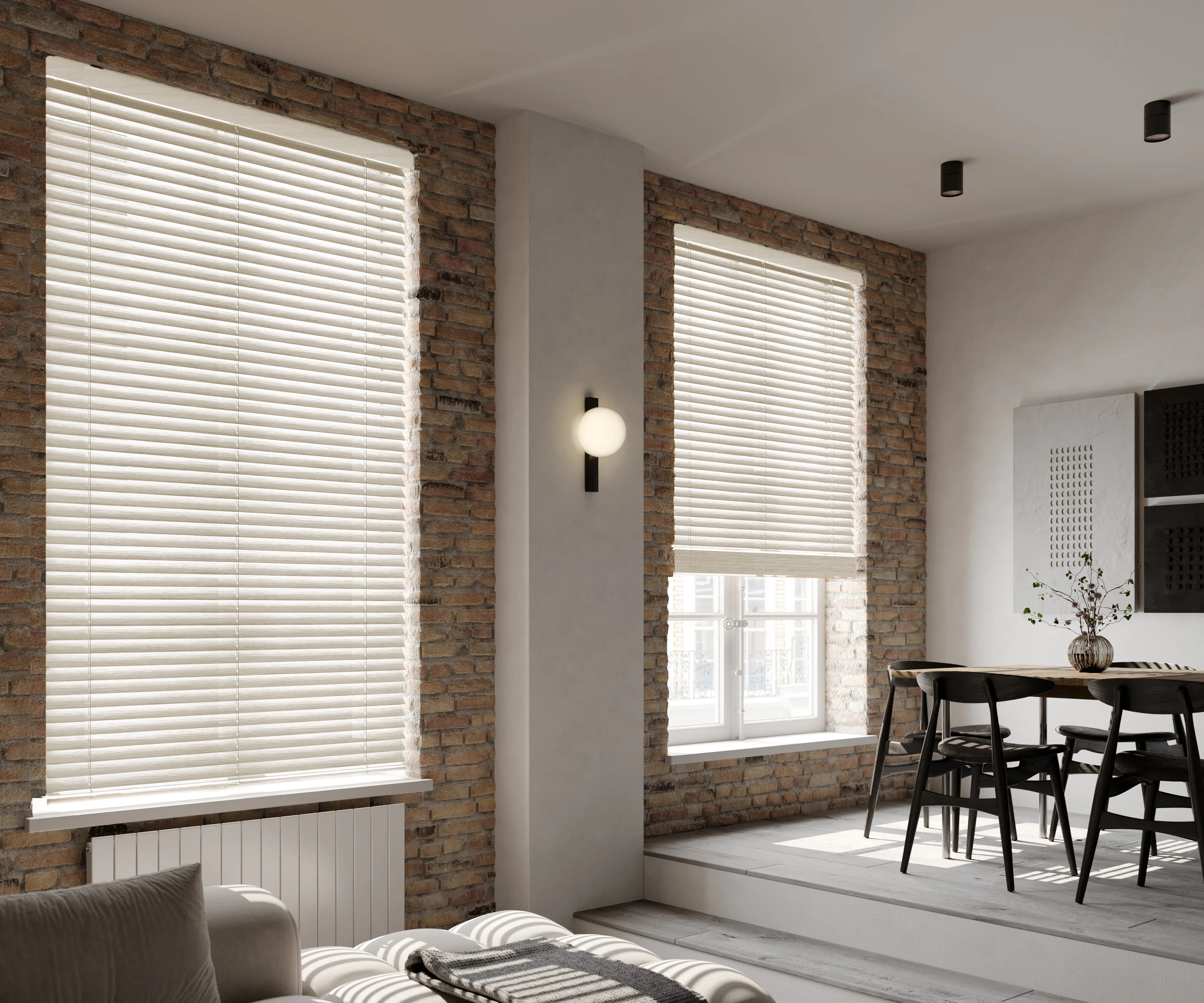 Faux Wood Venetian Blinds with Custom Slat Sizes perfect fit guaranteed.