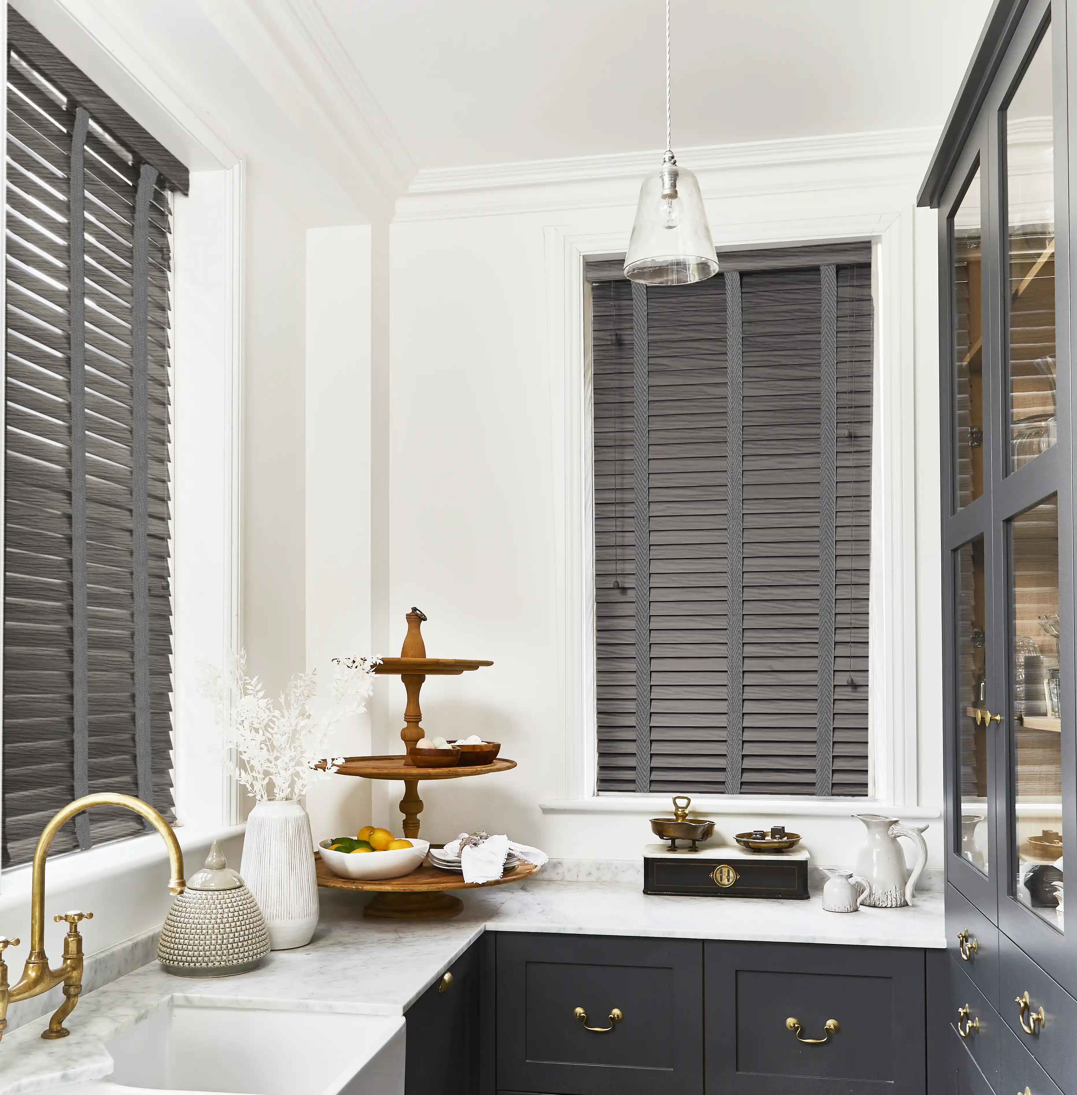 Waterproof Faux Wood Blinds Perfect for Bathrooms & Kitchens.