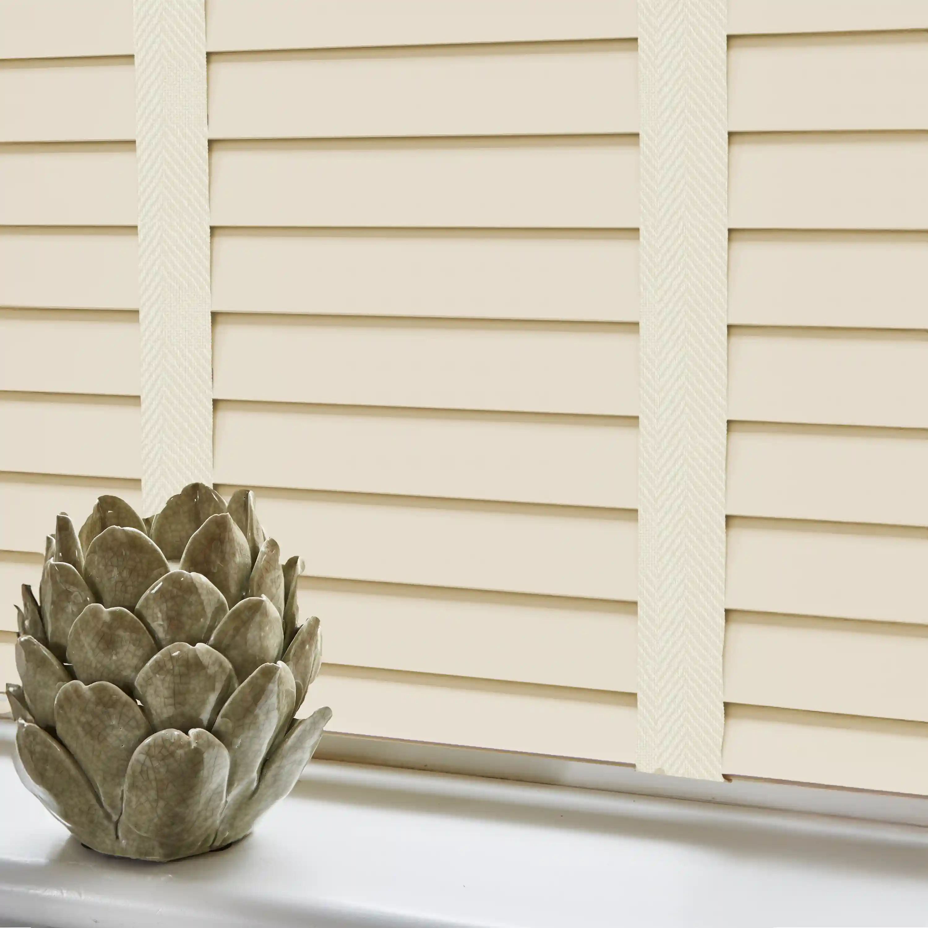 Antique Oak Faux Wood Blinds for Vintage Homes classic & charming.