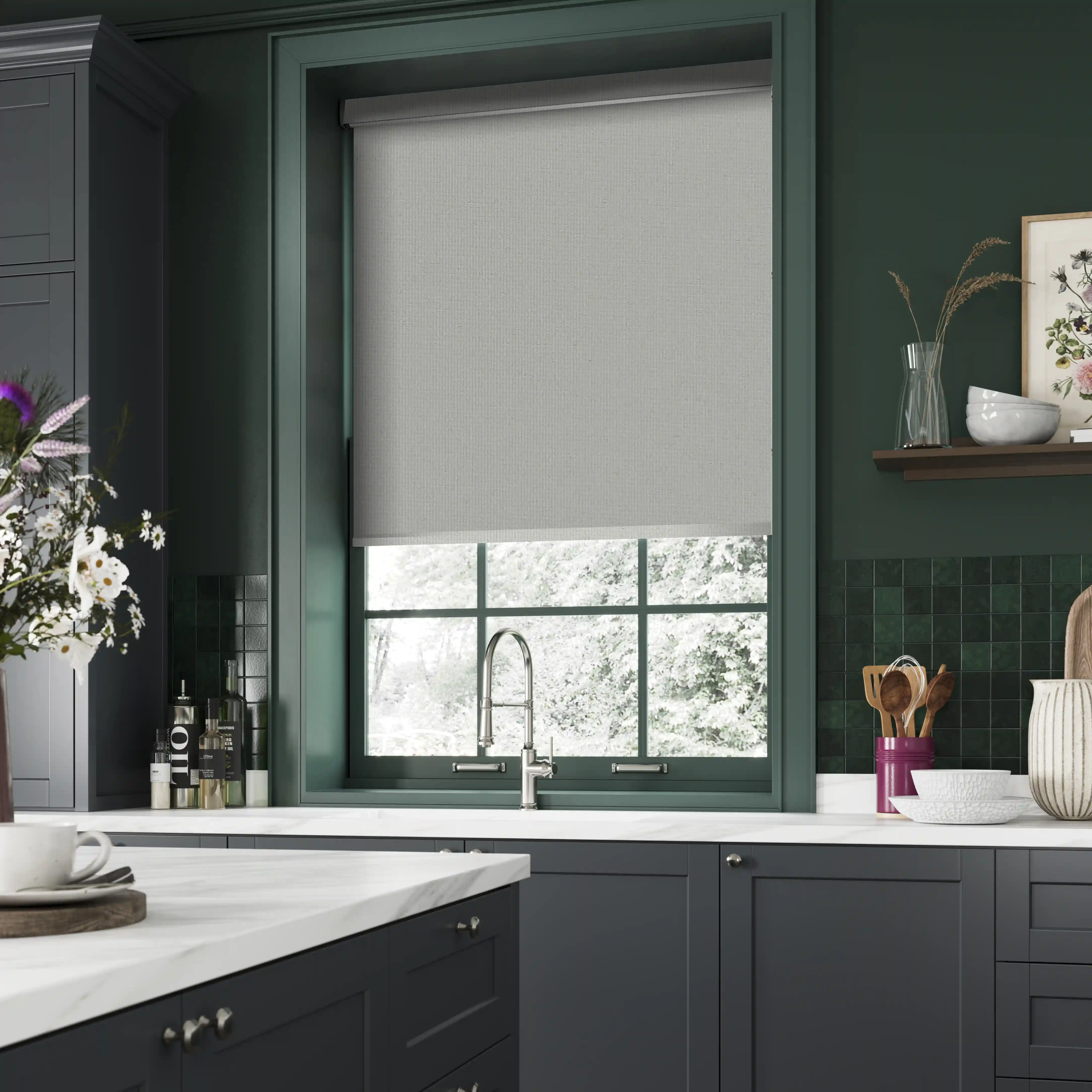 Give your kitchen a fresh look with stylish blackout shades.