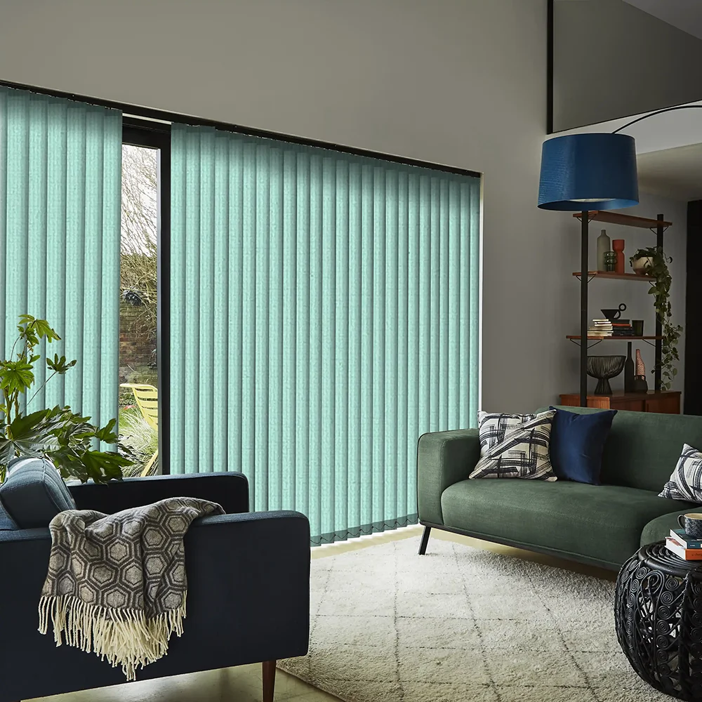 Aqua made-to-measure blackout vertical blinds